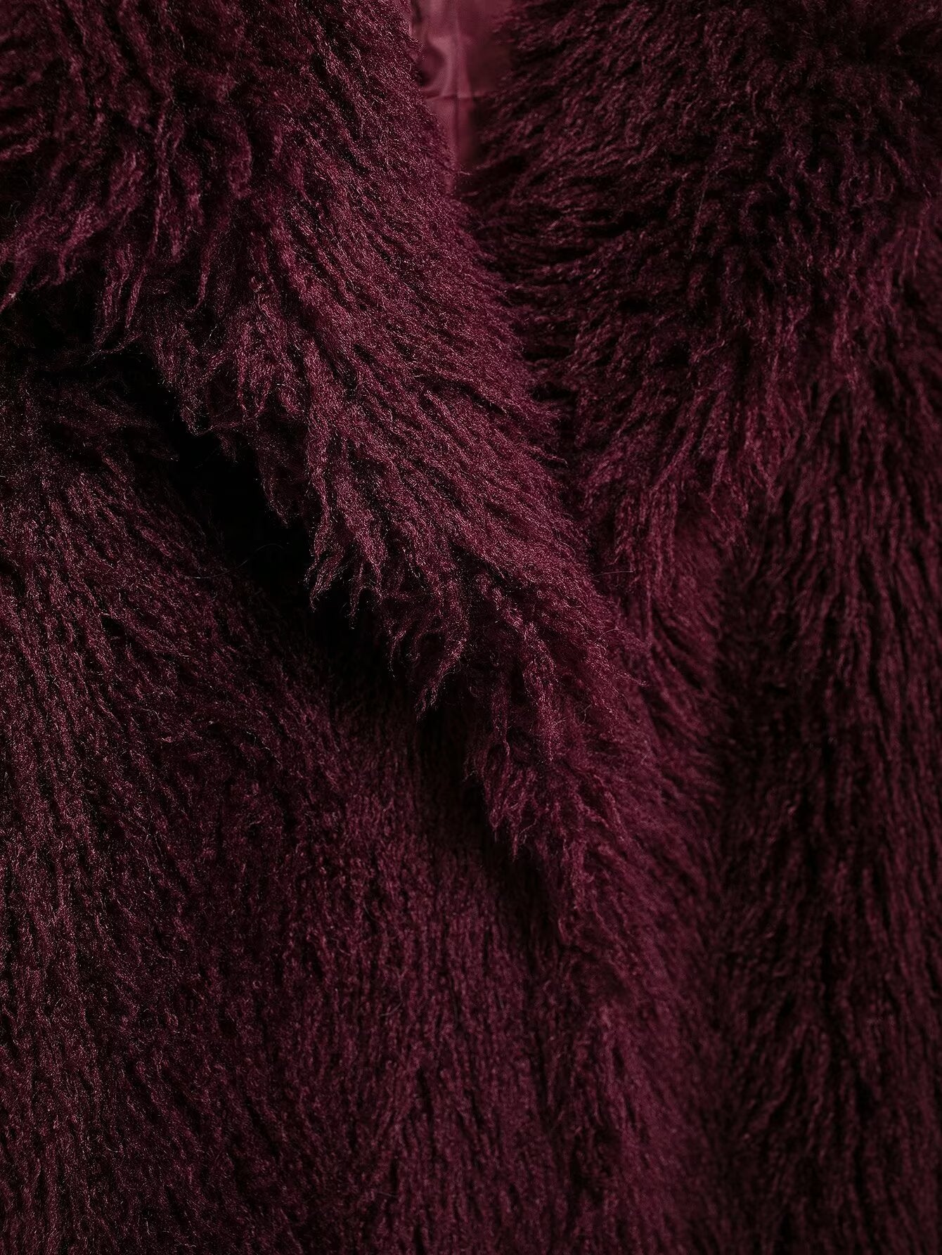 Burgundy Faux Fur Effect Mid-Length Coat - Winter 2025 Fashion Trend | Cozy & Stylish Outerwear