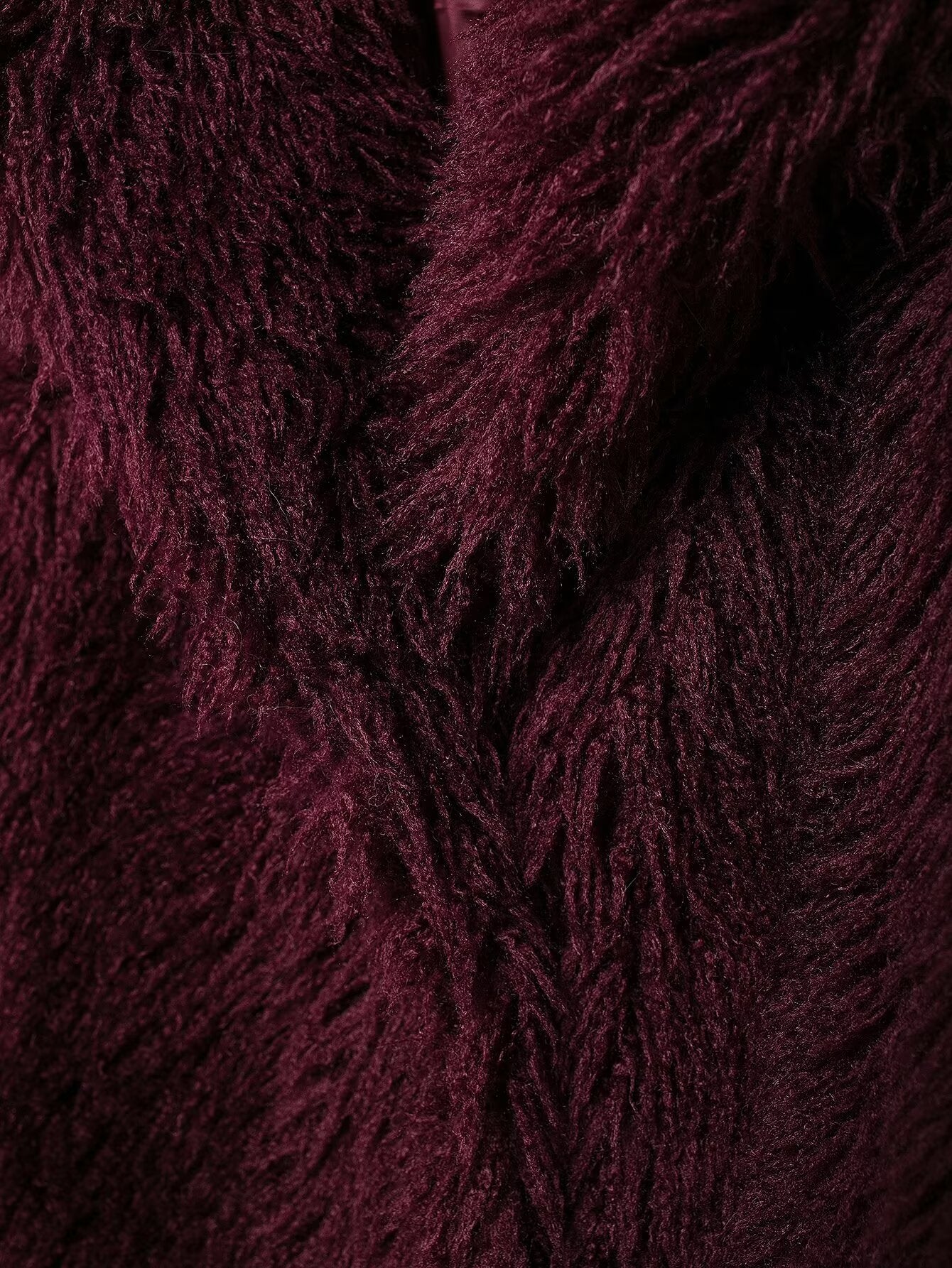 Burgundy Faux Fur Effect Mid-Length Coat - Winter 2025 Fashion Trend | Cozy & Stylish Outerwear