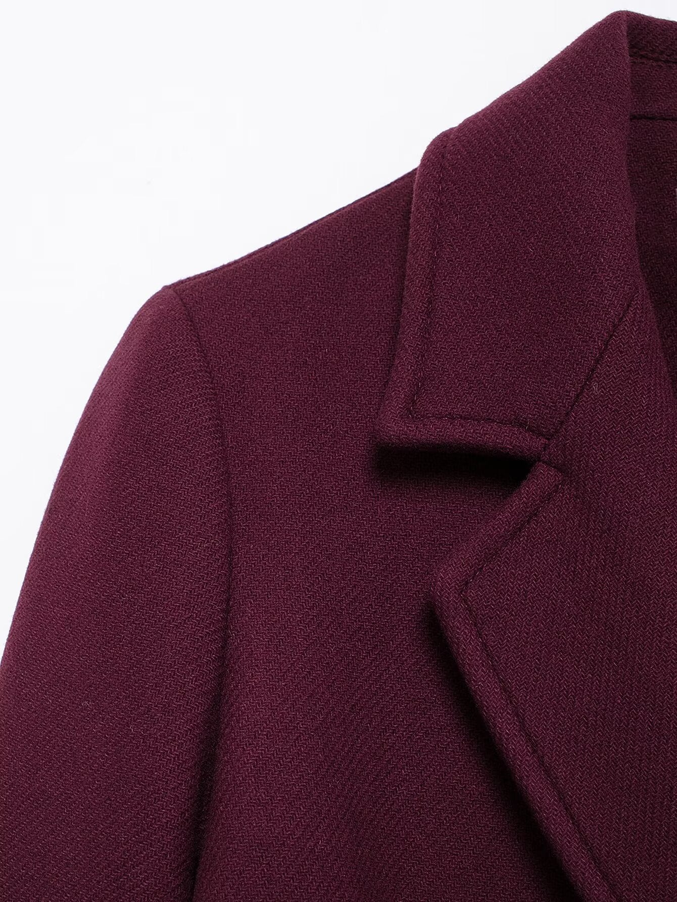 Burgundy Double-Breasted Winter Overcoat - Extra-Long Casual & Office Coat for Fall/Spring