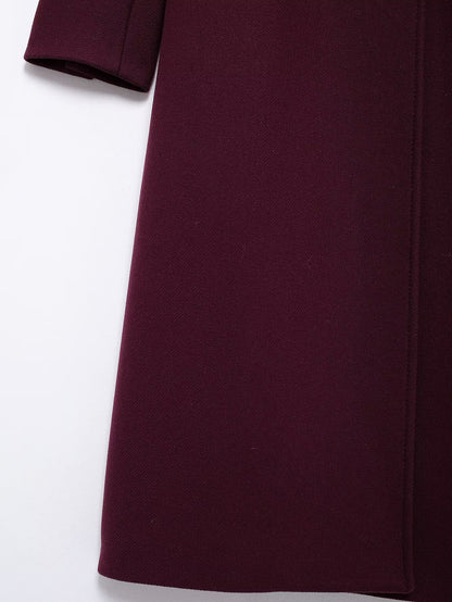 Burgundy Double-Breasted Winter Overcoat - Extra-Long Casual & Office Coat for Fall/Spring