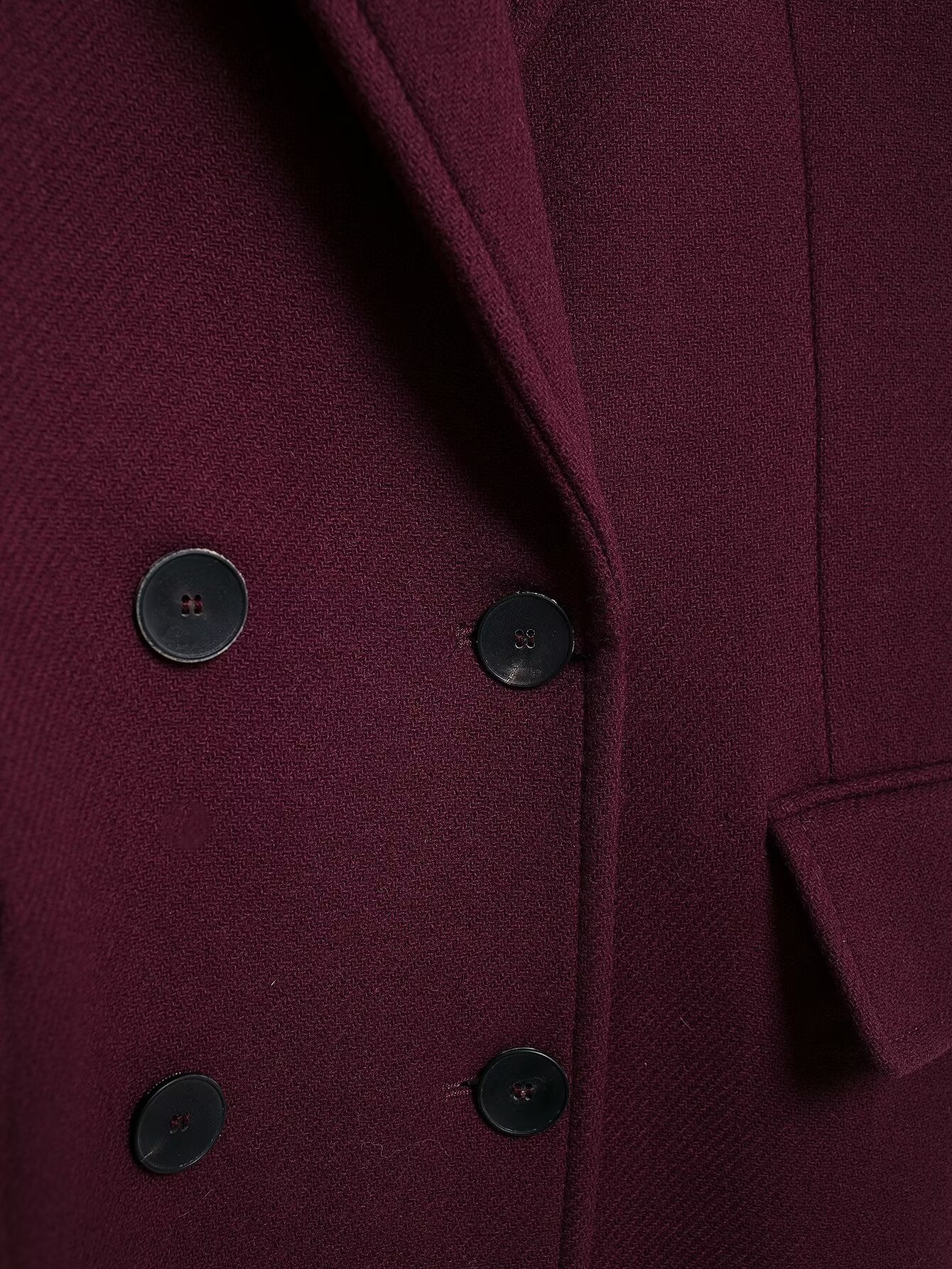 Burgundy Double-Breasted Winter Overcoat - Extra-Long Casual & Office Coat for Fall/Spring