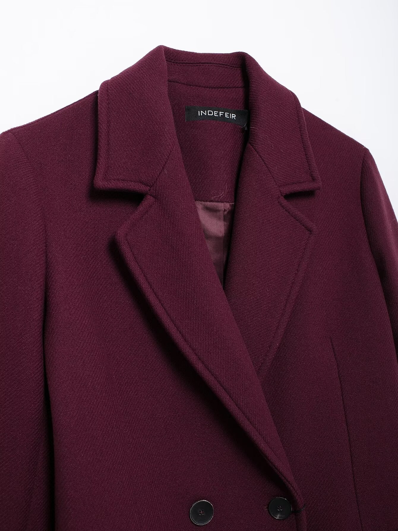 Burgundy Double-Breasted Winter Overcoat - Extra-Long Casual & Office Coat for Fall/Spring