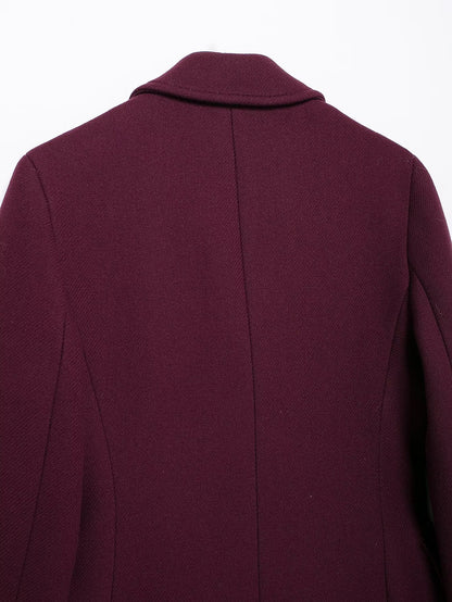 Burgundy Double-Breasted Winter Overcoat - Extra-Long Casual & Office Coat for Fall/Spring