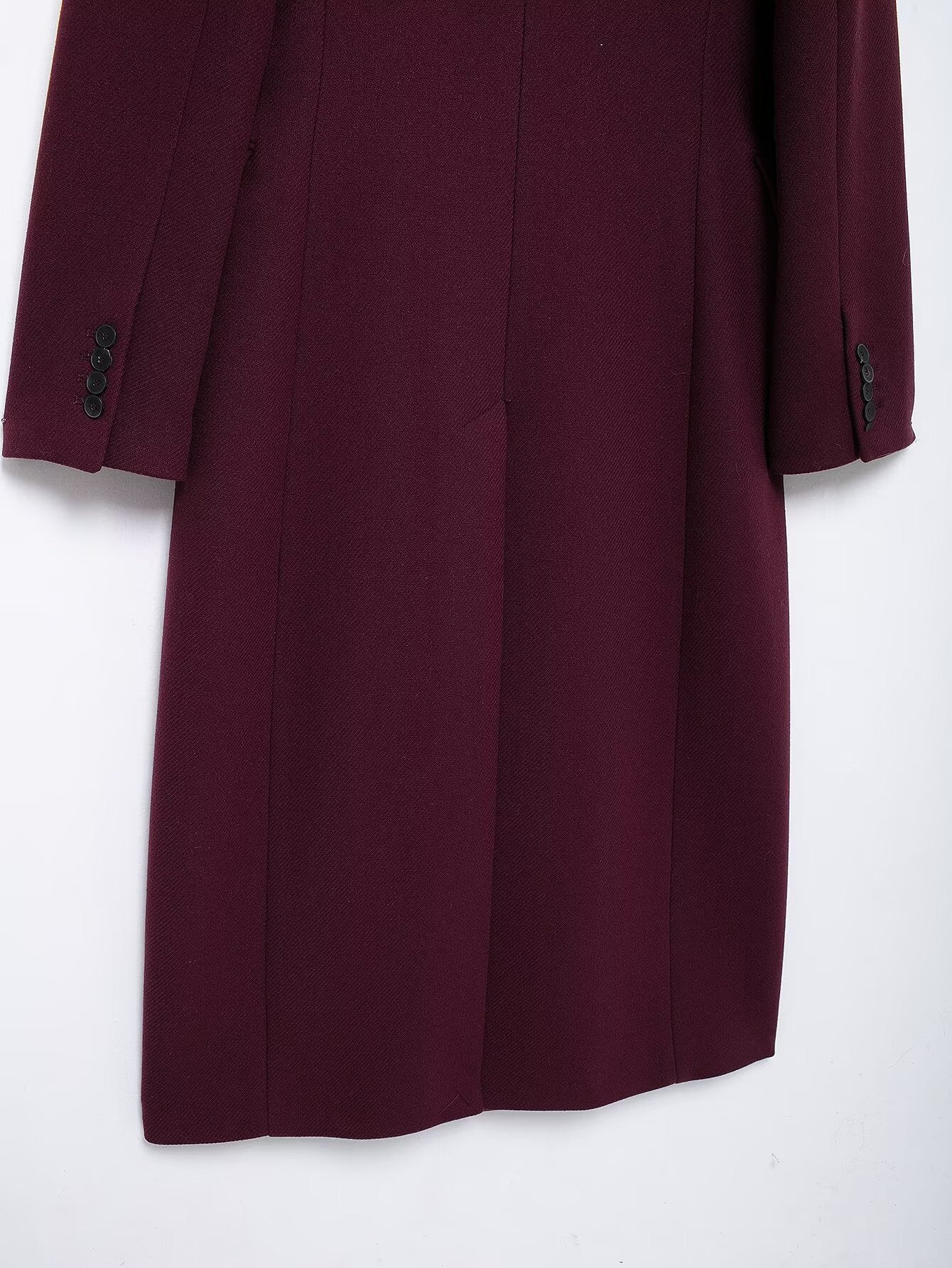 Burgundy Double-Breasted Winter Overcoat - Extra-Long Casual & Office Coat for Fall/Spring