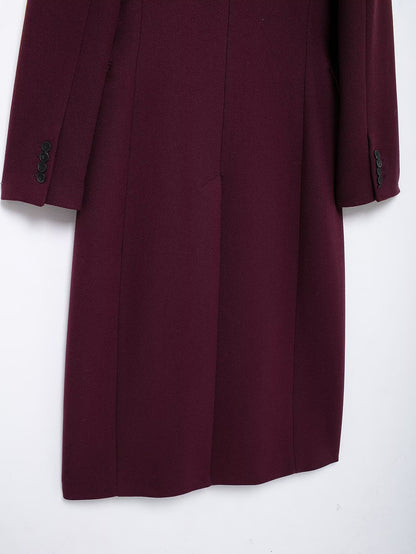 Burgundy Double-Breasted Winter Overcoat - Extra-Long Casual & Office Coat for Fall/Spring