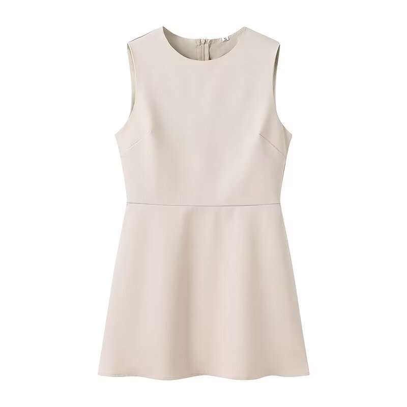 TGC “Spring Form” Sleek Two-Piece Dress Set | Minimalist Sleeveless Crew Neck Top & Short Skirt