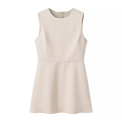 TGC “Spring Form” Sleek Two-Piece Dress Set | Minimalist Sleeveless Crew Neck Top & Short Skirt