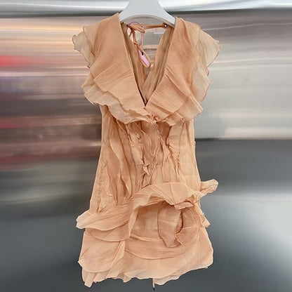 [Belle d’Été Ruffle Mini] | Elegant Off-Shoulder Flutter Sleeve Summer Dress – Sweet Slim Fit by TGC