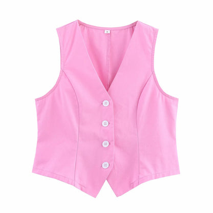 Summer Simplicity” V-Neck Vest & High Waist Midi Skirt Set | Sleeveless Office Chic 2-Piece