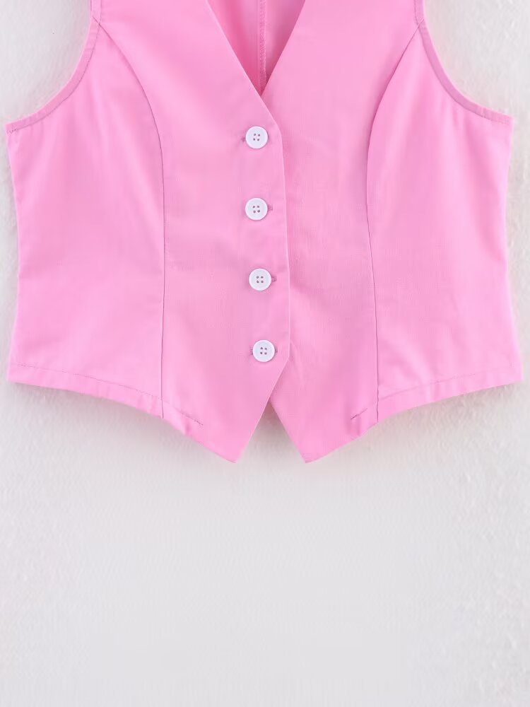 Summer Simplicity” V-Neck Vest & High Waist Midi Skirt Set | Sleeveless Office Chic 2-Piece