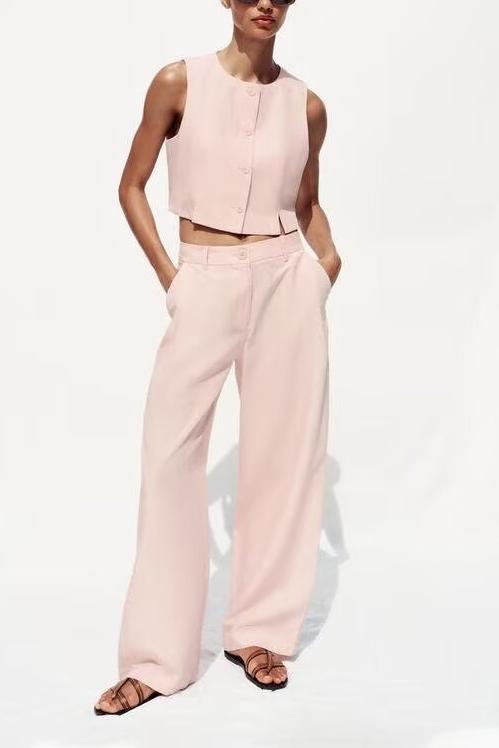 [TGC “Effortless Grace” Summer Vest & Pleated Trousers Set | Office Chic Minimalist Style]