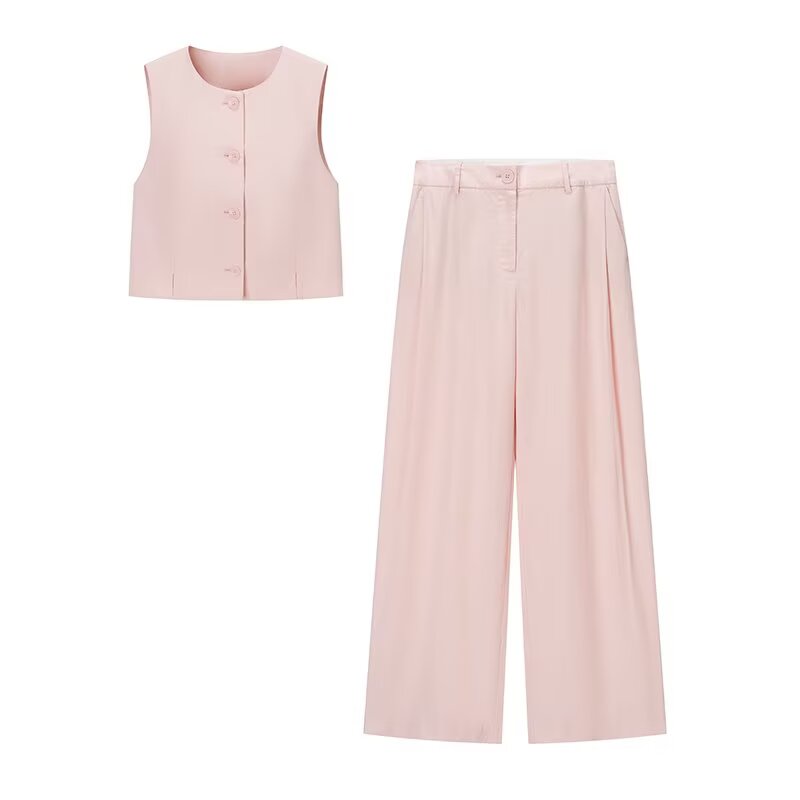 [TGC “Effortless Grace” Summer Vest & Pleated Trousers Set | Office Chic Minimalist Style]