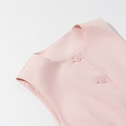 [TGC “Effortless Grace” Summer Vest & Pleated Trousers Set | Office Chic Minimalist Style]