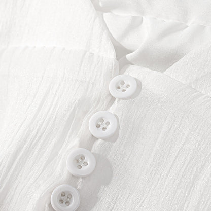 [TGC “Bold Grace” Vintage Plunge Blouse & Pleated Mini Skirt Set | Elegant Backless Two-Piece]