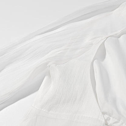 [TGC “Bold Grace” Vintage Plunge Blouse & Pleated Mini Skirt Set | Elegant Backless Two-Piece]