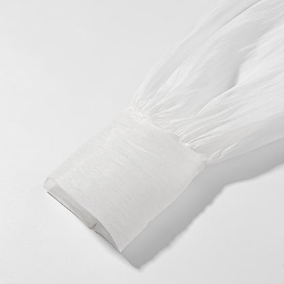 [TGC “Bold Grace” Vintage Plunge Blouse & Pleated Mini Skirt Set | Elegant Backless Two-Piece]