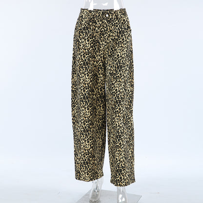 TGC “Wild Form” Cotton Leopard Print Pants | Slim-Fit Tapered Casual Trousers for Women
