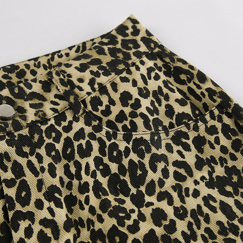 TGC “Wild Form” Cotton Leopard Print Pants | Slim-Fit Tapered Casual Trousers for Women