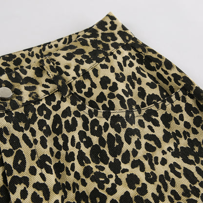 TGC “Wild Form” Cotton Leopard Print Pants | Slim-Fit Tapered Casual Trousers for Women