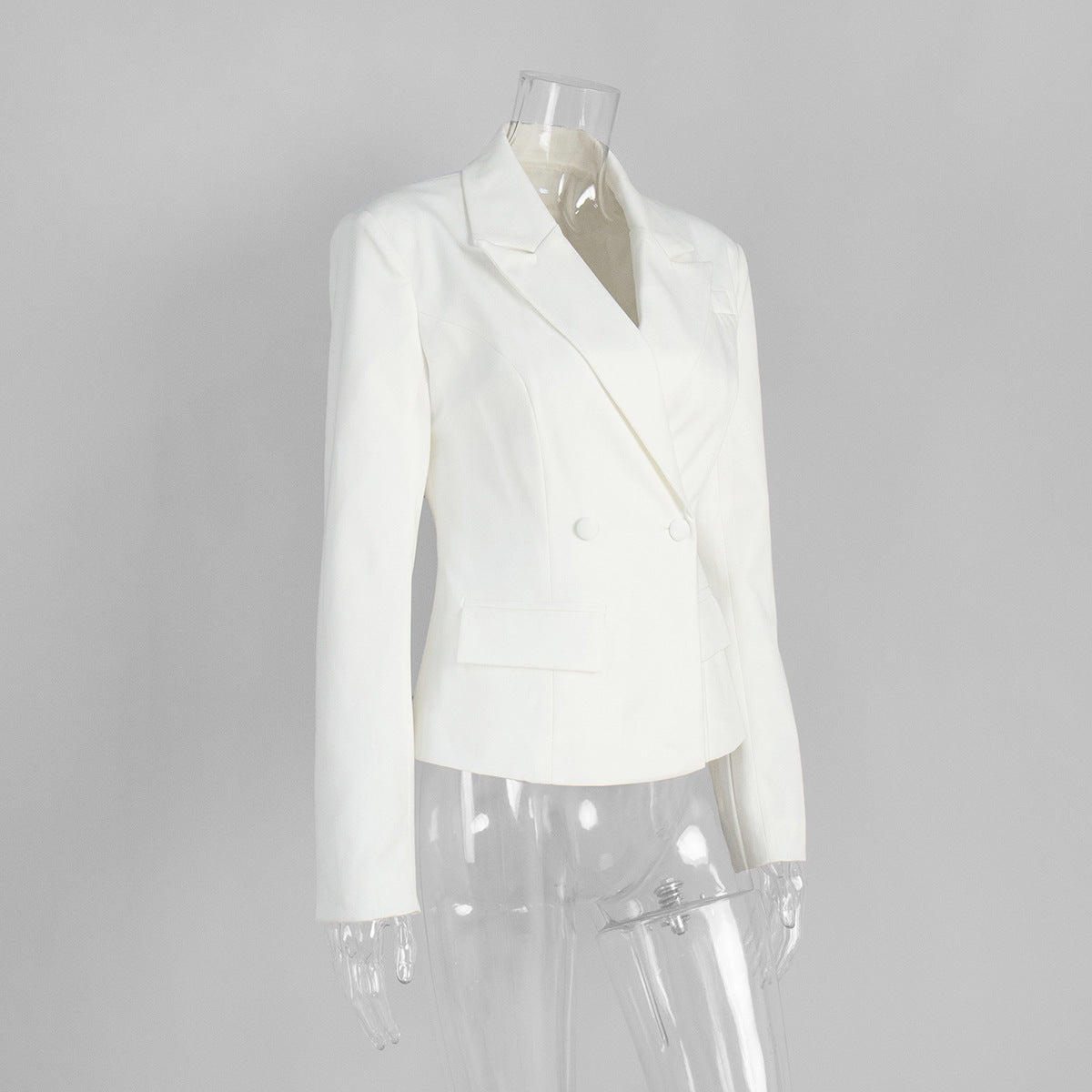 [Grace Bow Blazer] | Elegant Ribbon-Waist Short Office Coat – Double Breasted Women’s Blazer by TGC