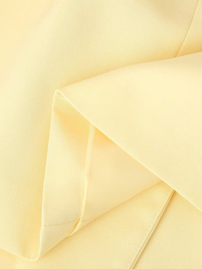 TGC “Grace in Bloom” Wide Shoulder Belted Blazer | Pastel Yellow & Baby Blue