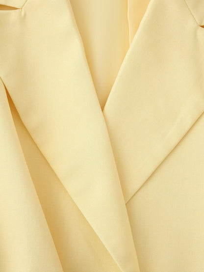 TGC “Grace in Bloom” Wide Shoulder Belted Blazer | Pastel Yellow & Baby Blue