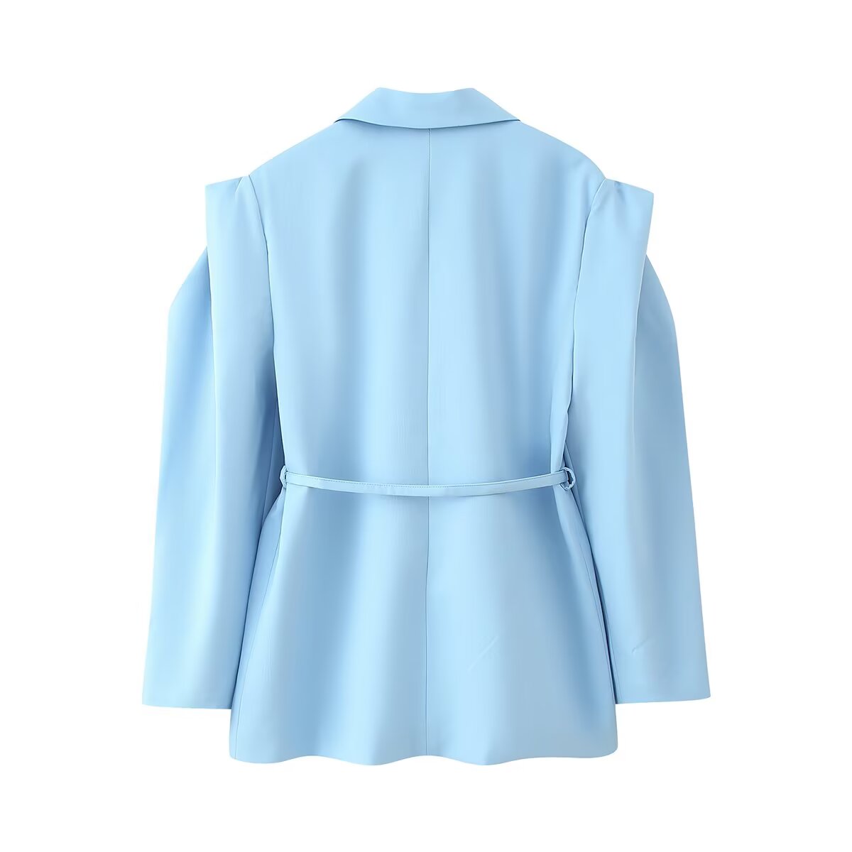 TGC “Grace in Bloom” Wide Shoulder Belted Blazer | Pastel Yellow & Baby Blue