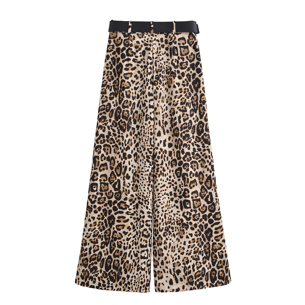 Luxe Belted Satin Trousers” | Casual Wide Leg Animal Print Pants with Pockets