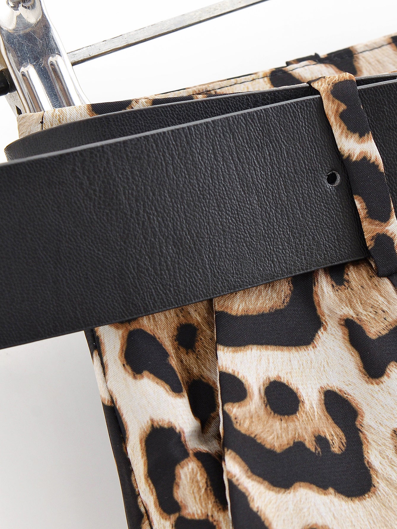 Luxe Belted Satin Trousers” | Casual Wide Leg Animal Print Pants with Pockets