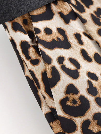 Luxe Belted Satin Trousers” | Casual Wide Leg Animal Print Pants with Pockets