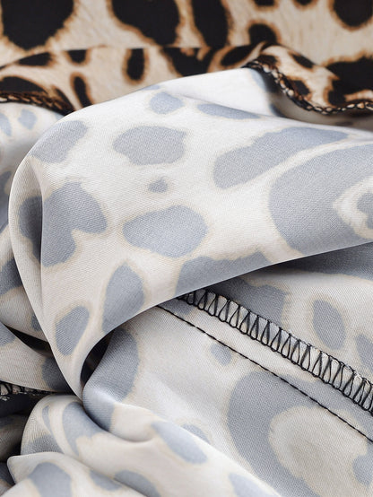 Luxe Belted Satin Trousers” | Casual Wide Leg Animal Print Pants with Pockets