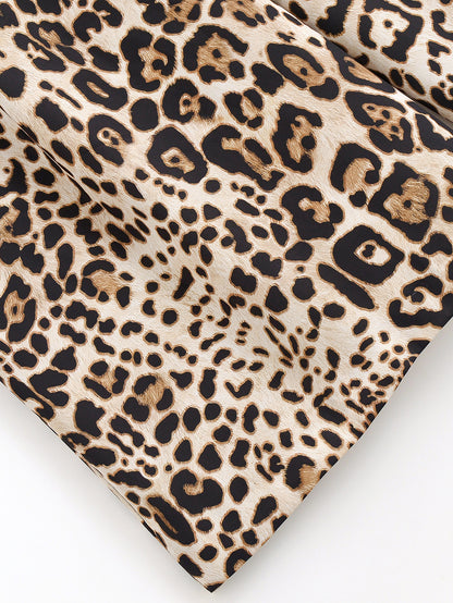 Luxe Belted Satin Trousers” | Casual Wide Leg Animal Print Pants with Pockets