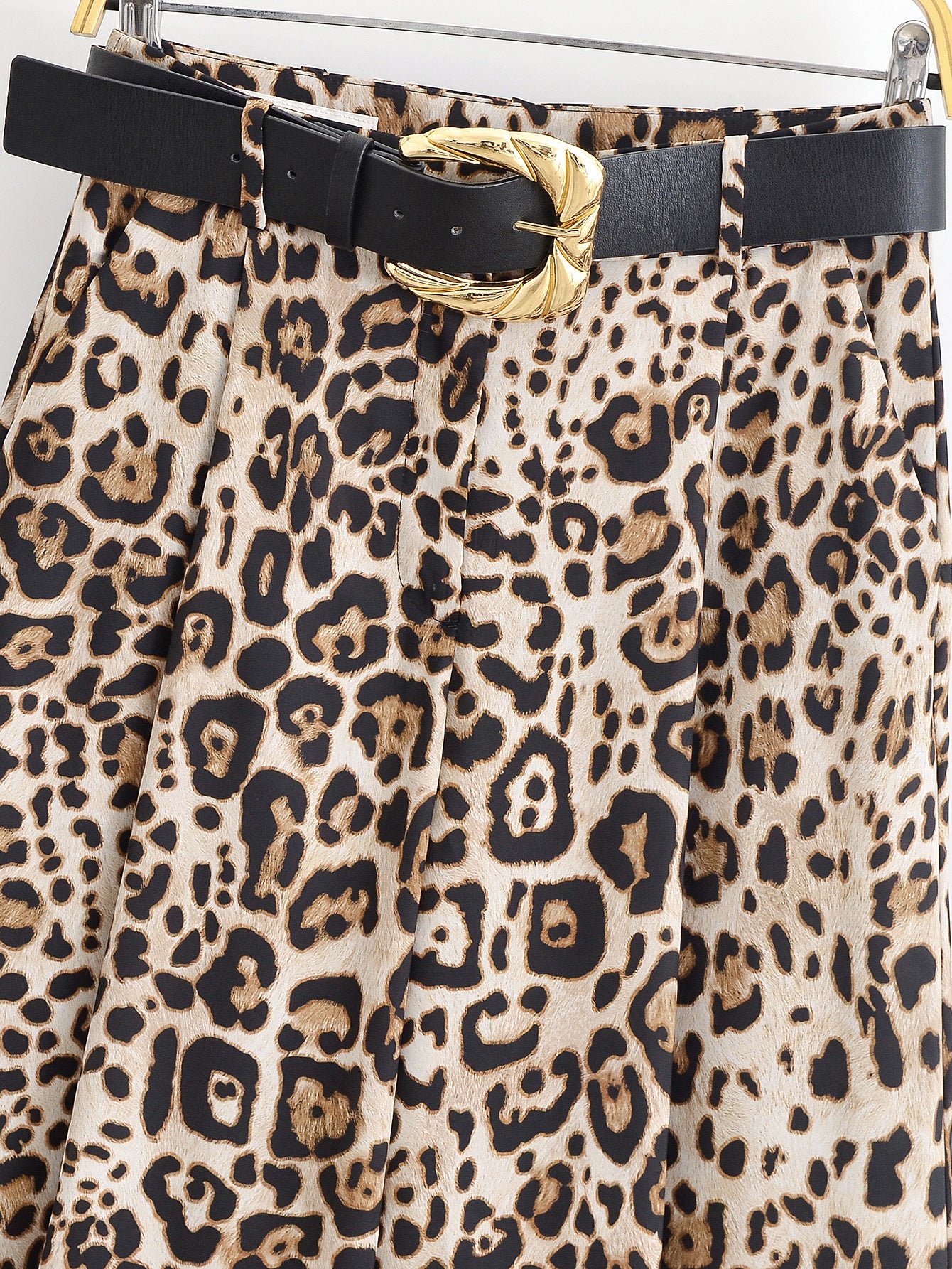 Luxe Belted Satin Trousers” | Casual Wide Leg Animal Print Pants with Pockets