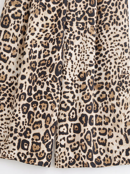Luxe Belted Satin Trousers” | Casual Wide Leg Animal Print Pants with Pockets