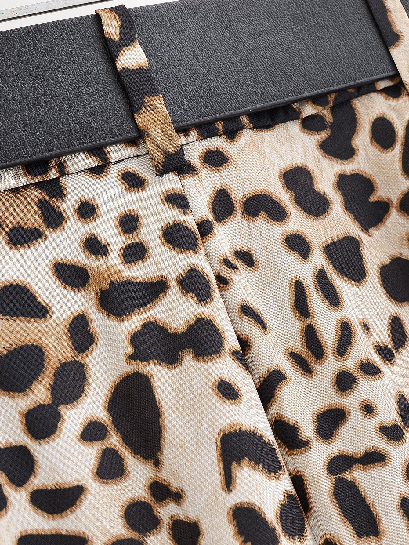 Luxe Belted Satin Trousers” | Casual Wide Leg Animal Print Pants with Pockets