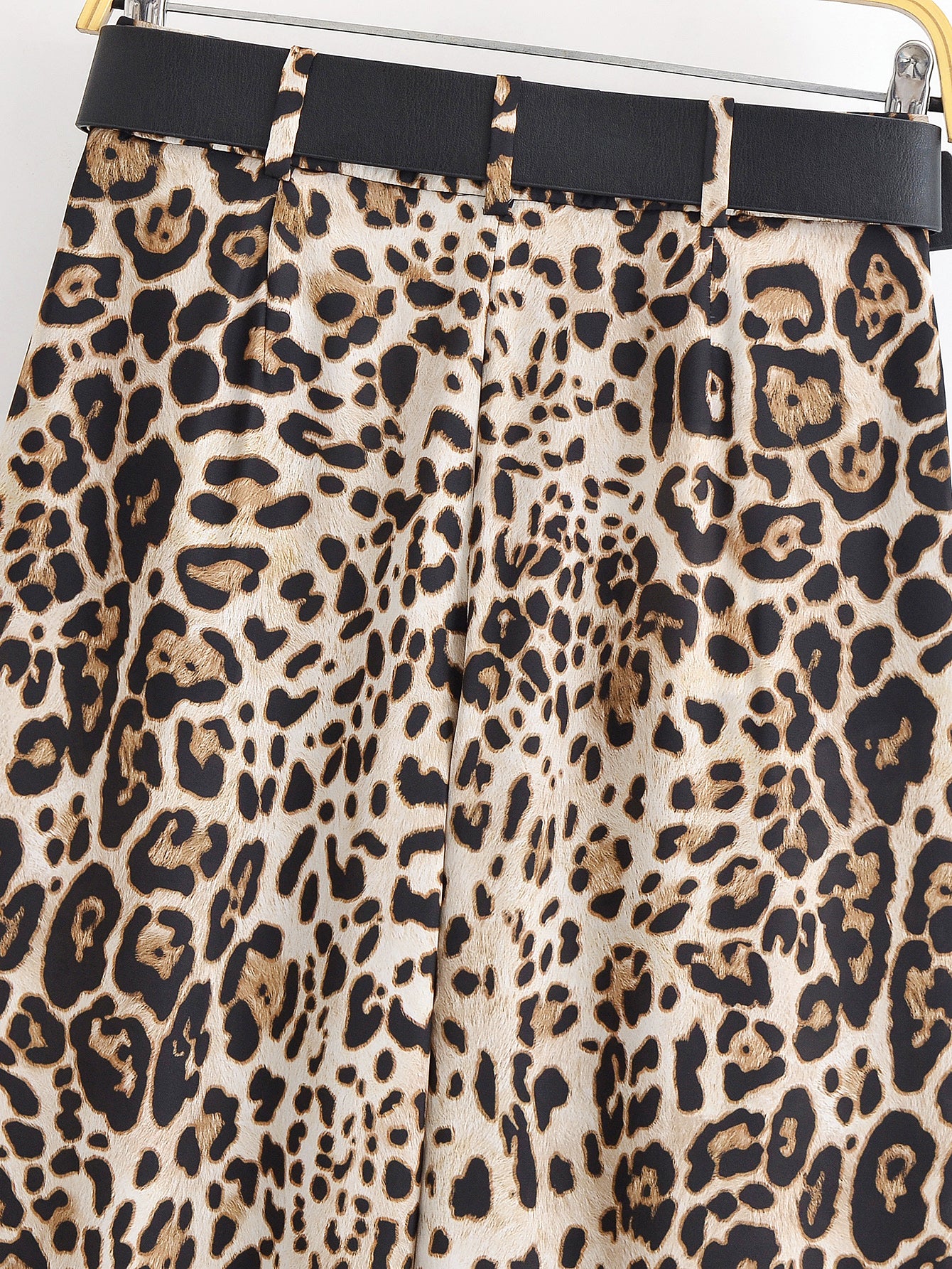 Luxe Belted Satin Trousers” | Casual Wide Leg Animal Print Pants with Pockets