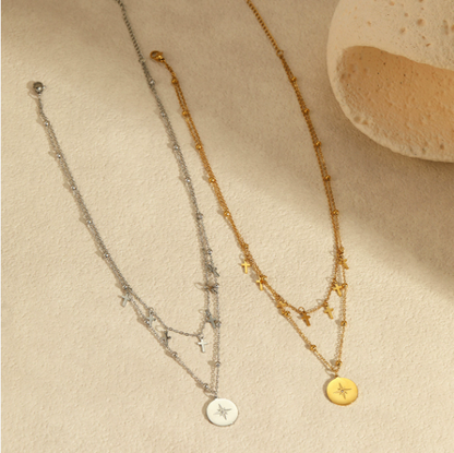 TGC Crosses | Heavenly Alignment Double-Layer Cross & Star Necklace
