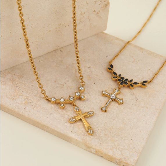 TGC Crosses | Grace in Bloom Floral Chain Cross Necklace