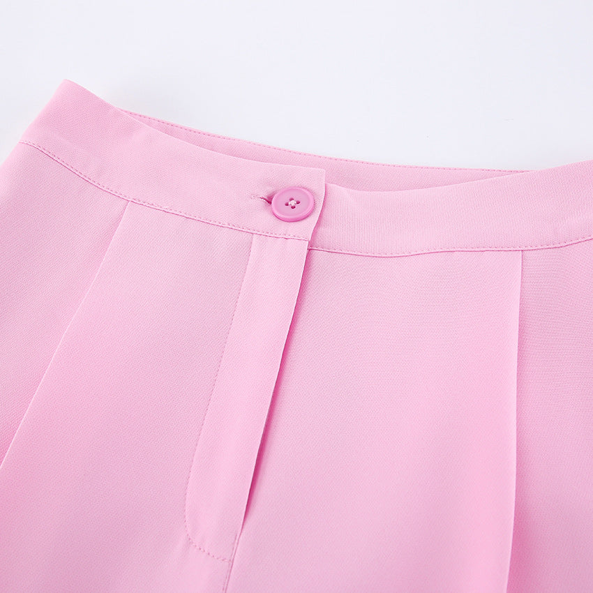 TGC “Blush Balance” Summer Set | Pink Sleeveless Collared Waistcoat & Wide Leg Pants | Casual Office Chic