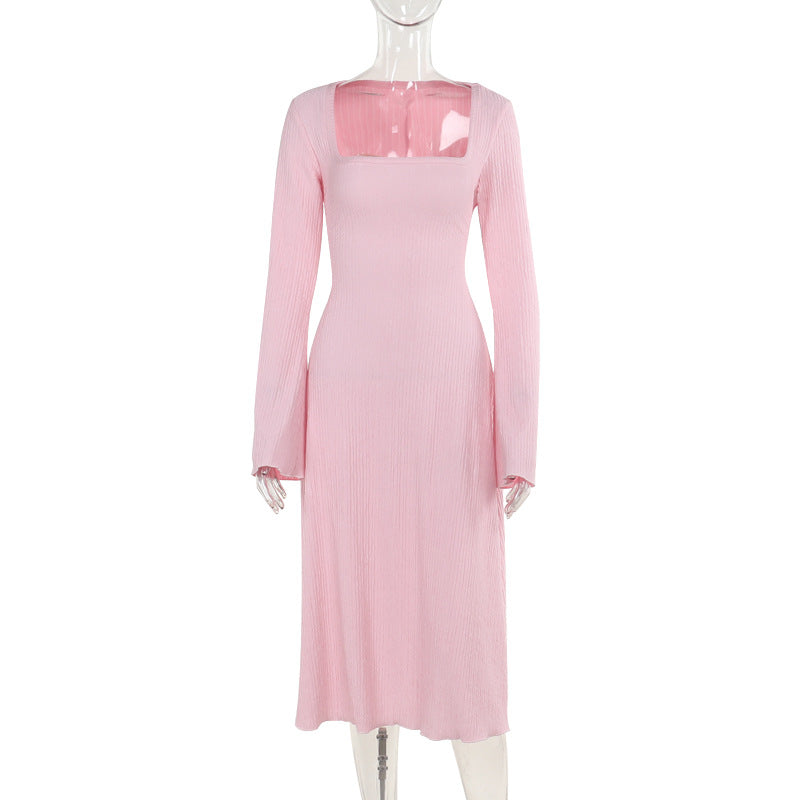 Pink Outfits, Demure Pink Long Sleeve Maxi Dress TGC FASHION Pink Outfits, Demure Pink Long Sleeve Maxi Dress TGC FASHION
