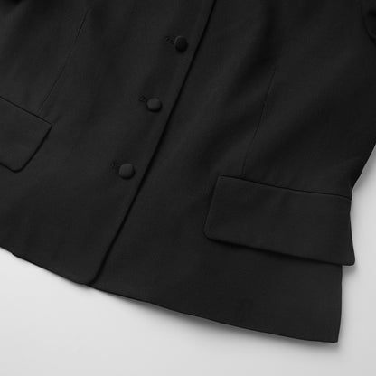 TGC “Fall Edit” Black Office Skirt Set | Minimalist Long Sleeve Collared Top & High-Rise Skirt