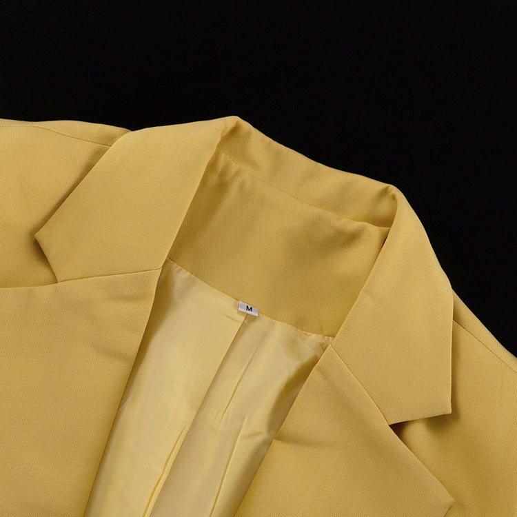 Golden Hour” 2-Piece Set | Yellow Collared Coat & Wide Leg Pants | Fall/Winter Office Elegance