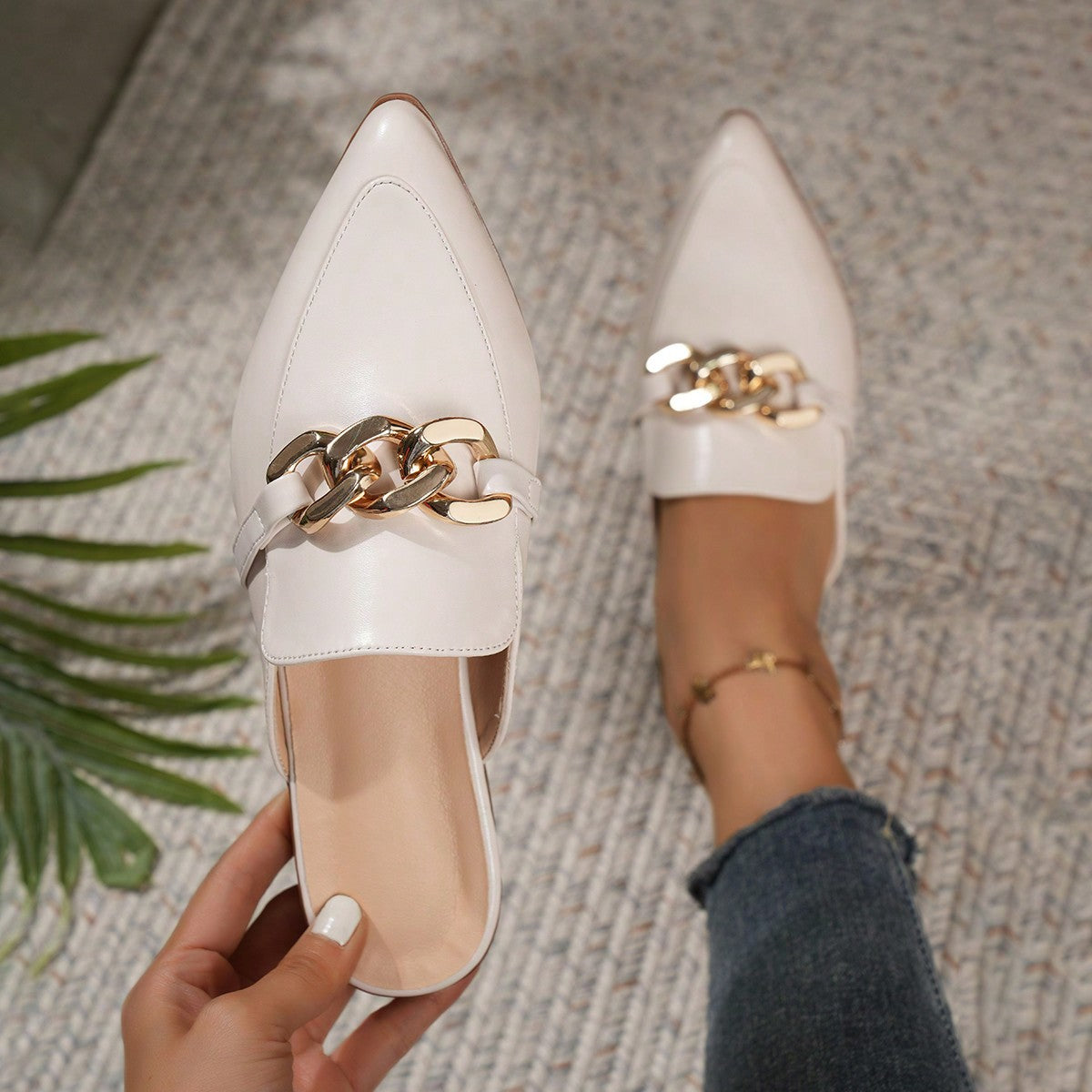 TGC “Clairé” Mules | Elegant Minimalist Flats for Office & Everyday Ease