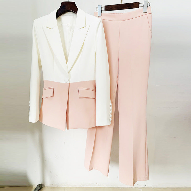 Fall Fits  White Blazer Pastel Pink Sky Blue Contrast Wide Leg Pants – TGC  FASHION