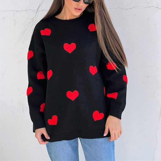 Fresita Winter Outfits | Pink Hearts Jersey Sweater