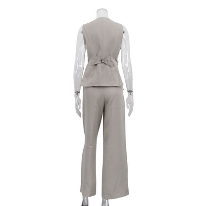 Serene Grace 3-Piece Power Blazer Wide Leg Pants Set