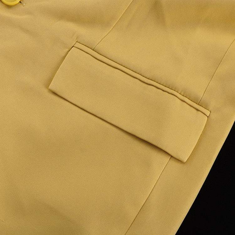 Golden Hour” 2-Piece Set | Yellow Collared Coat & Wide Leg Pants | Fall/Winter Office Elegance