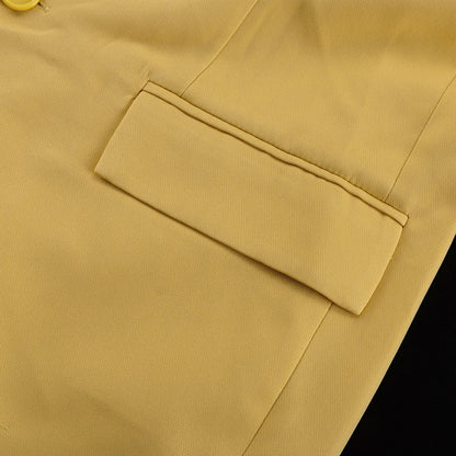 Golden Hour” 2-Piece Set | Yellow Collared Coat & Wide Leg Pants | Fall/Winter Office Elegance