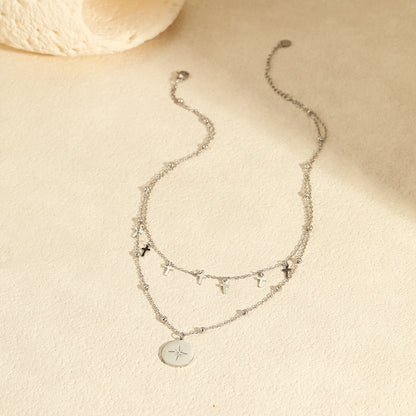 TGC Crosses | Heavenly Alignment Double-Layer Cross & Star Necklace