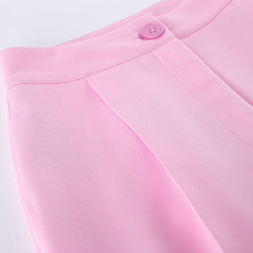 TGC “Blush Balance” Summer Set | Pink Sleeveless Collared Waistcoat & Wide Leg Pants | Casual Office Chic